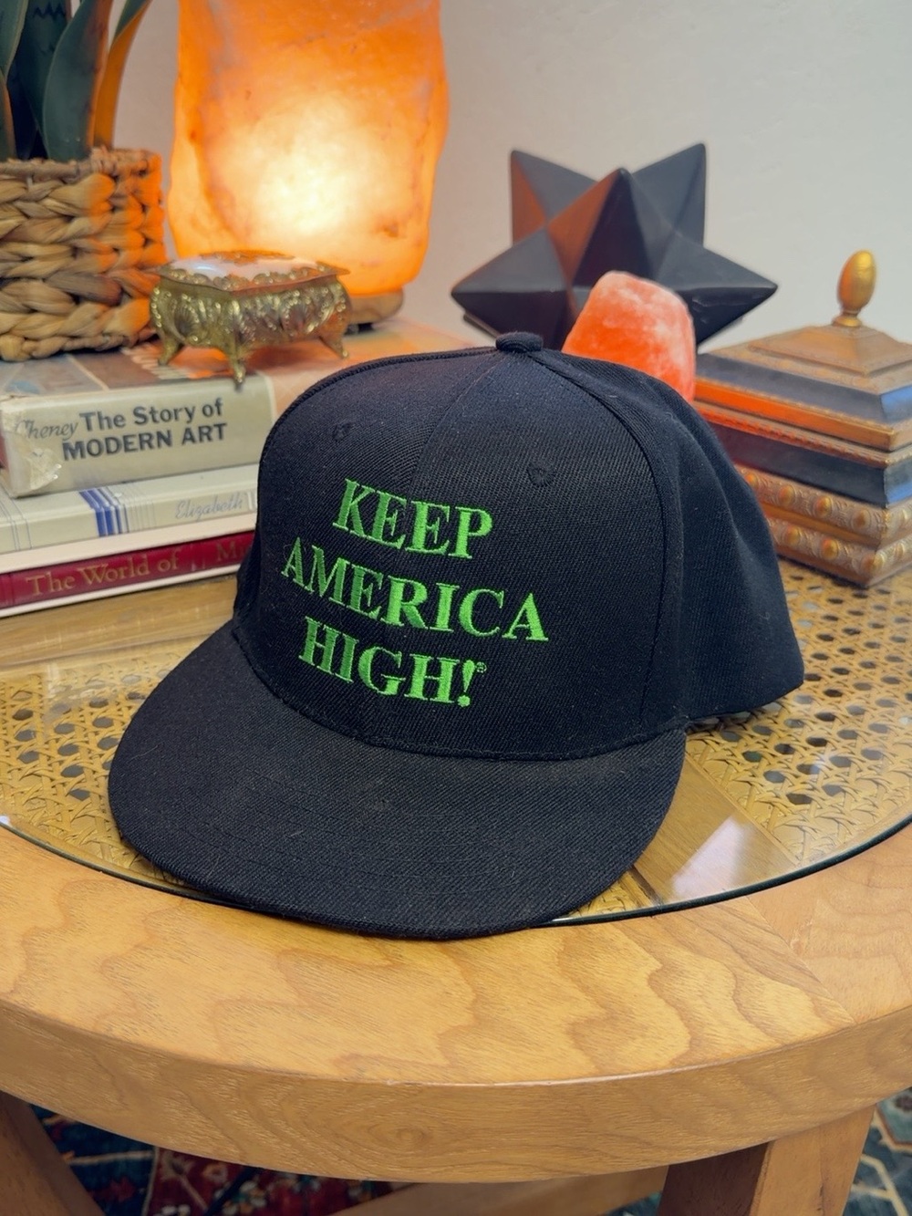 Keep America High Black Green Embroidered Snapback Hat Weed 420